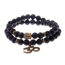 Indlæs billede til gallerivisning OIQUEI Antique Yoga Om Charm Metal Pendant Buddha Men Bracelet Jewelry 2018 Tiger Eye Stone Lava Rock Buddhist Prayer Bracelets