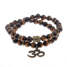Indlæs billede til gallerivisning OIQUEI Antique Yoga Om Charm Metal Pendant Buddha Men Bracelet Jewelry 2018 Tiger Eye Stone Lava Rock Buddhist Prayer Bracelets