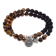 Indlæs billede til gallerivisning OIQUEI Antique Yoga Om Charm Metal Pendant Buddha Men Bracelet Jewelry 2018 Tiger Eye Stone Lava Rock Buddhist Prayer Bracelets