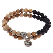 Indlæs billede til gallerivisning OIQUEI Antique Yoga Om Charm Metal Pendant Buddha Men Bracelet Jewelry 2018 Tiger Eye Stone Lava Rock Buddhist Prayer Bracelets