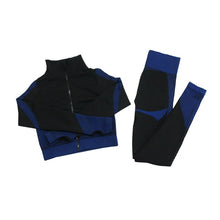 Charger l'image dans la galerie, Fitness Suits Yoga Women Outfits 3pcs Sets Long Sleeve Shirt+Sport Bra+Seamless Leggings Workout Running Clothing Gym Wear,LF051