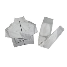 Charger l'image dans la galerie, Fitness Suits Yoga Women Outfits 3pcs Sets Long Sleeve Shirt+Sport Bra+Seamless Leggings Workout Running Clothing Gym Wear,LF051