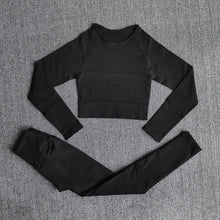 Load image into Gallery viewer, Women's Sportswear Yoga Set Workout Clothes Athletic Wear Sports Gym Legging Seamless Fitness Bra Crop Top Long Sleeve Yoga Suit