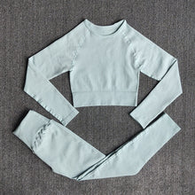 Load image into Gallery viewer, Women's Sportswear Yoga Set Workout Clothes Athletic Wear Sports Gym Legging Seamless Fitness Bra Crop Top Long Sleeve Yoga Suit