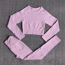 Load image into Gallery viewer, Women's Sportswear Yoga Set Workout Clothes Athletic Wear Sports Gym Legging Seamless Fitness Bra Crop Top Long Sleeve Yoga Suit