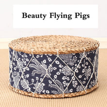 Load image into Gallery viewer, Ethnic wind straw mat thick futon tatami mat pier cushion woven cushion yoga mat meditation mat living room bay window home