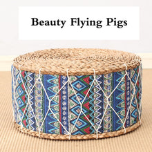 Load image into Gallery viewer, Ethnic wind straw mat thick futon tatami mat pier cushion woven cushion yoga mat meditation mat living room bay window home