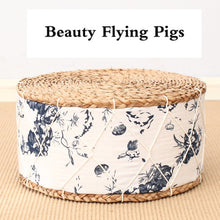 Load image into Gallery viewer, Ethnic wind straw mat thick futon tatami mat pier cushion woven cushion yoga mat meditation mat living room bay window home