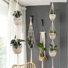 Load image into Gallery viewer, Hanging Plant Handmade Macrame Plant Hanger Flower Pot Planter Hanger Wall Decor Courtyard Garden Hanging Planter Hanging Basket
