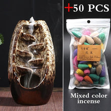 Load image into Gallery viewer, With 20Pcs Cones Free Gift Waterfall lncense Burner Ceramic Incense Holder