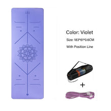 Load image into Gallery viewer, TPE Yoga Double Layer Non-Slip Mat Yoga Exercise Pad with Position Line For Fitness Gymnastics and Pilates