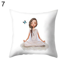 Načíst obrázek do prohlížeče Galerie, Meditation Girl Square Throw Pillow Protector Case Cushion Cover Bedding Article
