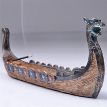 Load image into Gallery viewer, Retro Incense Burner Dragon Boat Incense Stick Holder Traditional Chinese Design Hand Carved Carving Censer Ornaments Home Decor
