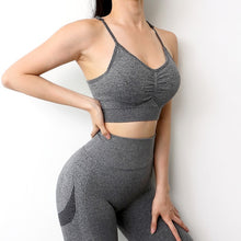 将图片加载到图库查看器，Women Seamless Yoga Set Fitness Sports Suits Gym Clothing Long Sleeve Crop Top Shirts High Waist Running Leggings Workout Pants
