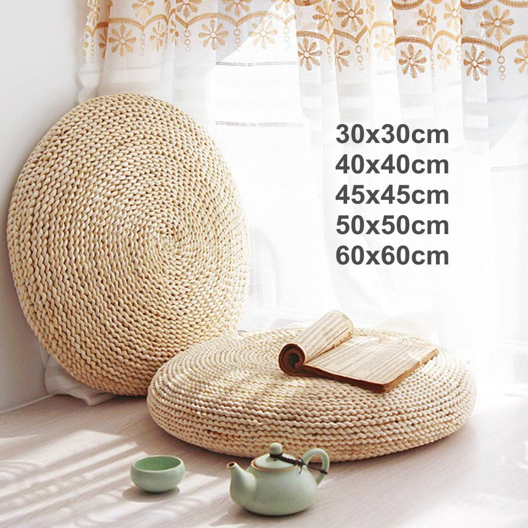 Round Natural Weave Straw Handmade Cushion 30/40/45/50/60cm
