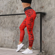 将图片加载到图库查看器，Letter Printed Women Sport Leggings High Waisted Push Up Yoga Pants Woman Gym Fitness Running Tights Running Legins
