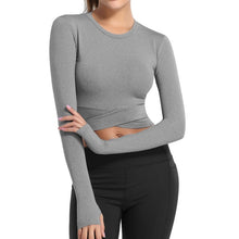 Load image into Gallery viewer, Women Long Sleeve Cropped Top
