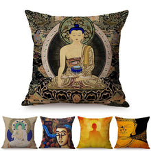 Load image into Gallery viewer, Vintage Classical Buddha Buddhism Art Decorative Pillow Cover Religion Meditation Chinese Style Home Decor Sofa Cushion Cover
