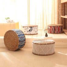 Загрузить изображение в средство просмотра галереи, Straw Round Floor Cushions Japanese Futon Meditation Cushion Thickening Circle Seat Stool
